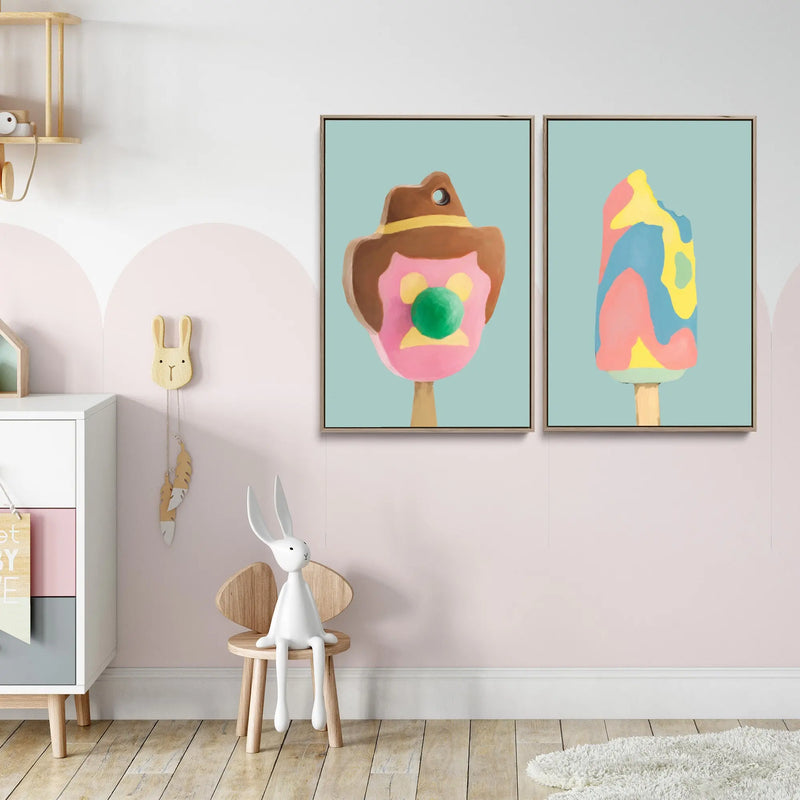 Rainbow Paddlepop - Stretched Canvas Print or Framed Fine Art Print - Artwork I Heart Wall Art Australia 