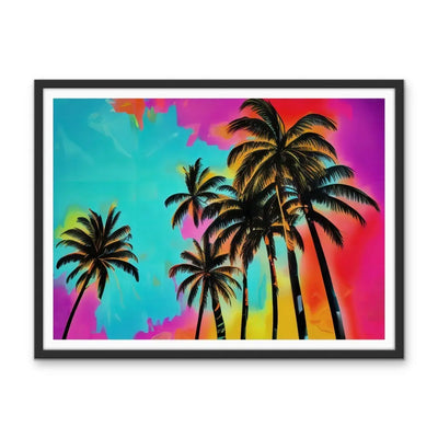 Rainbow Palms - Colourful Print of Palms Against A Colourful Sky I Heart Wall Art Australia 