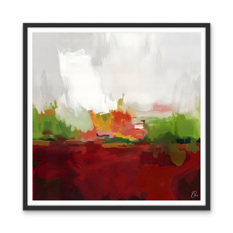 Hey Jude - Red and Green Abstract Landscape Art Print
