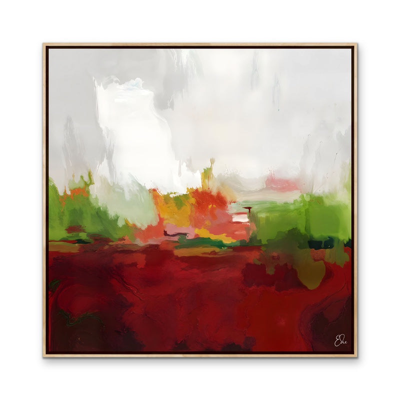 Hey Jude - Red and Green Abstract Landscape Art Print