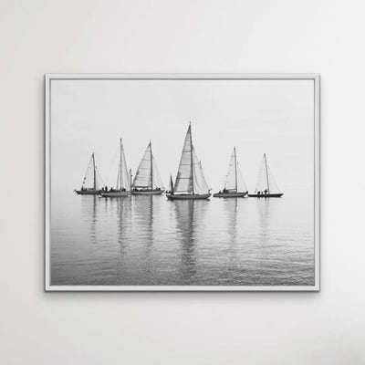 Regatta in Black and White - Hamptons Sailing Print On Canvas Or Framed Print I Heart Wall Art Australia