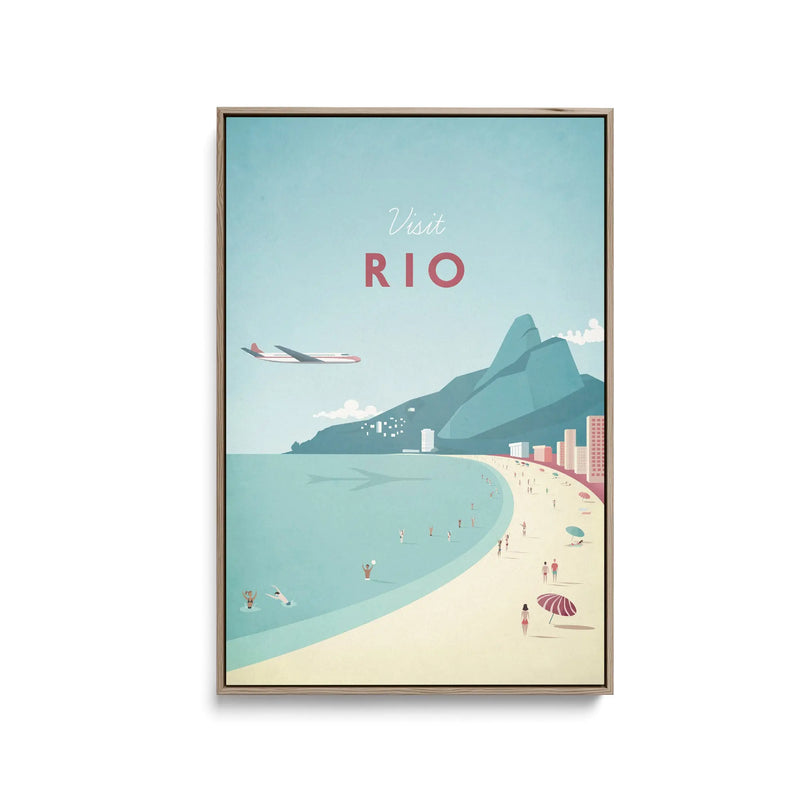 Rio by Henry Rivers - Stretched Canvas Print or Framed Fine Art Print - Artwork- Vintage Inspired Travel Poster I Heart Wall Art Australia 