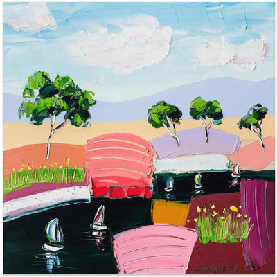 River Sailing Master - Square Stretched Canvas, Poster or Fine Art Print I Heart Wall Art