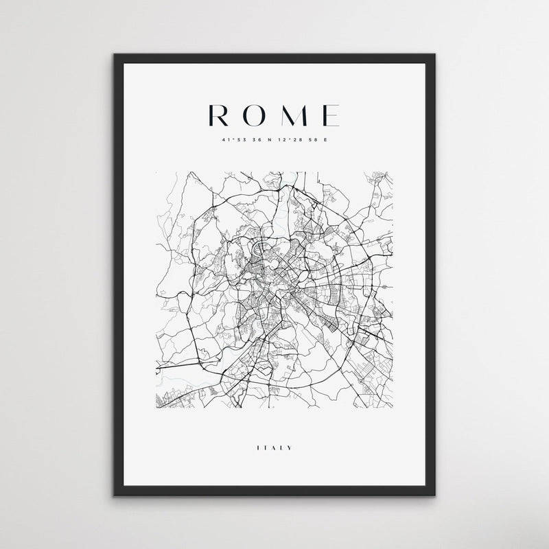 Rome City Map - Square City Map Stretched Canvas or Wall Art Print I Heart Wall Art