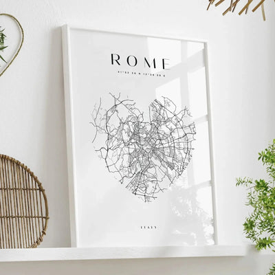 Rome City Map - Heart, Square Or Round City Map - I Heart Wall Art