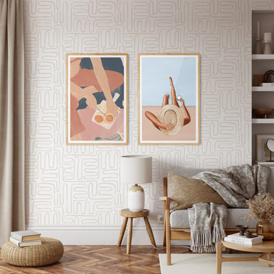 Round These Parts - Beige Mid Century Modern-Inspired Peel and Stick Removable Wallpaper I Heart Wall Art Australia 