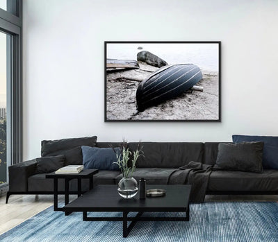 Rowboat On The Shore- Stretched Canvas Photographic Print