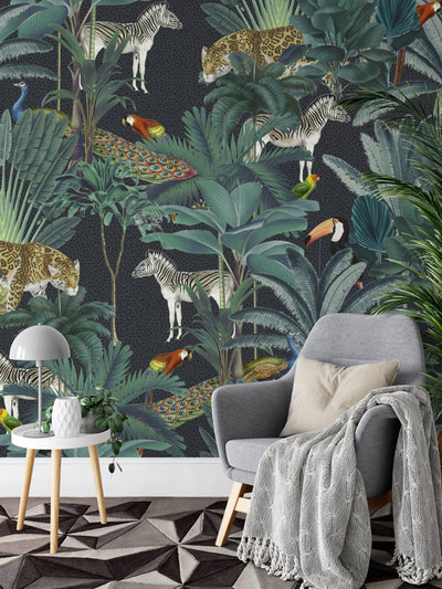 Royal Jungle - Removable Peel and Stick or Soak and Stick Wallpaper - I Heart Wall Art