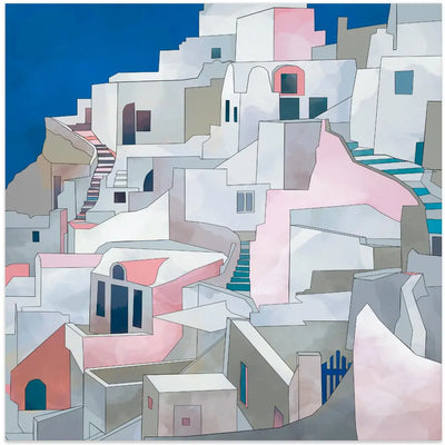 Santorini7x7 - Square Stretched Canvas, Poster or Fine Art Print I Heart Wall Art