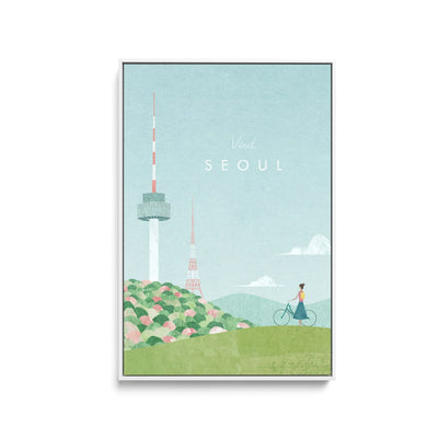 Seoul by Henry Rivers - Stretched Canvas Print or Framed Fine Art Print - Artwork- Vintage Inspired Travel Poster I Heart Wall Art Australia 