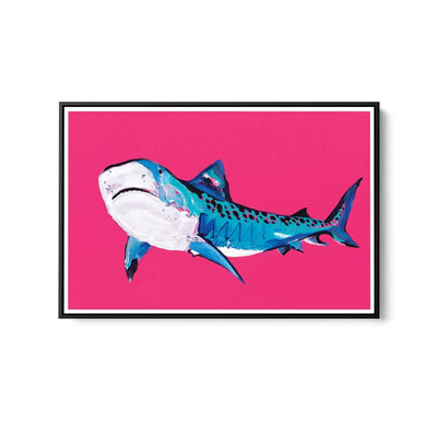 Shark border by Lucy Hawkins - Stretched Canvas Print or Framed Fine Art Print - Artwork I Heart Wall Art Australia 
