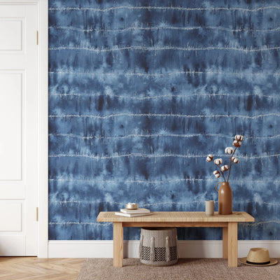 Shibori Blue and White Ink - Japanese Inspired Peel and Stick Removable Wallpaper - I Heart Wall Art