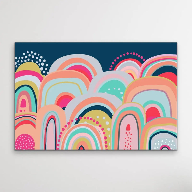 Sky High - Bright Colourful Mountain Canvas and Paper Art Print I Heart Wall Art Australia 