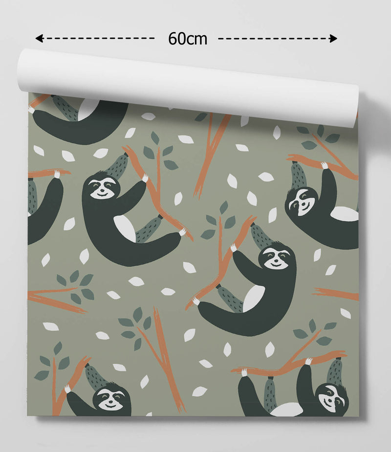 Snoozy Sloth - Peel and Stick Removable Wallpaper