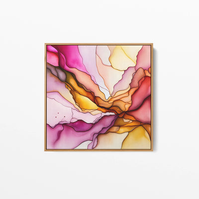 Soft Folds - Pink and Yellow Alcohol Ink - Stretched Canvas Canvas Print or Framed Art Print I Heart Wall Art Australia 