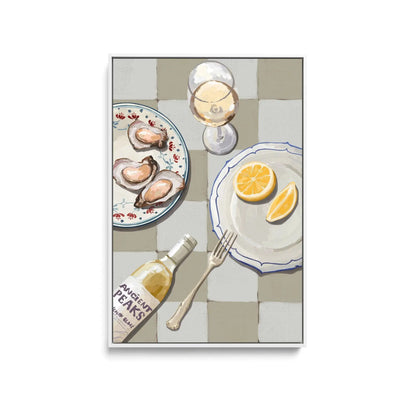 Sour Tasting - Contemporary Still Life Art Featuring Oysters Seafood and Lemon - Stretched Canvas Print or Framed Fine Art Print - Artwork - I Heart Wall Art