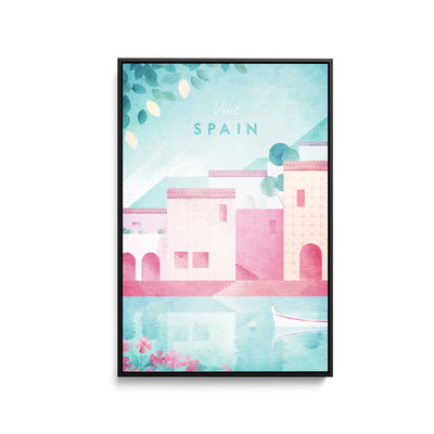 Spain by Henry Rivers - Stretched Canvas Print or Framed Fine Art Print - Artwork- Vintage Inspired Travel Poster I Heart Wall Art Australia 