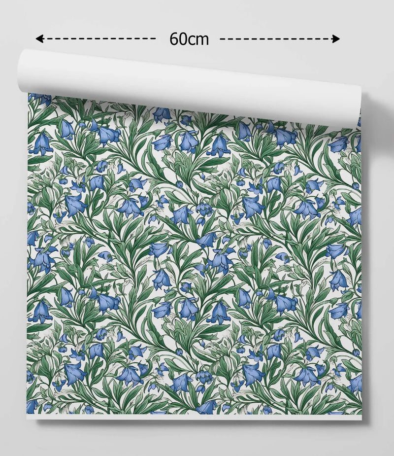 Spring Garden -Blue and Green Traditional Style Peel and Stick Removable Wallpaper