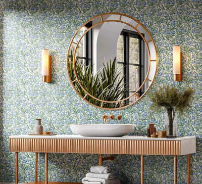 Spring Garden -Blue and Green Traditional Style Peel and Stick Removable Wallpaper I Heart Wall Art Australia