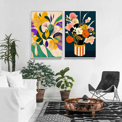 Spring flowers and Flowers At Night by Treechild - Two Piece Stretched Canvas or Art Print Set Diptych I Heart Wall Art Australia 