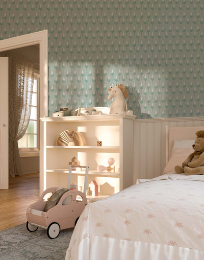 'Sprouting' - Blue & White Floral Removable Wallpaper I Heart Wall Art Australia