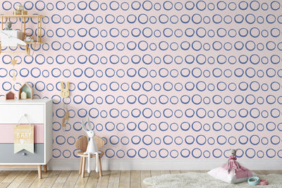 Squid Rings in Pink and Blue- Peel and Stick Removable Wallpaper I Heart Wall Art Australia 