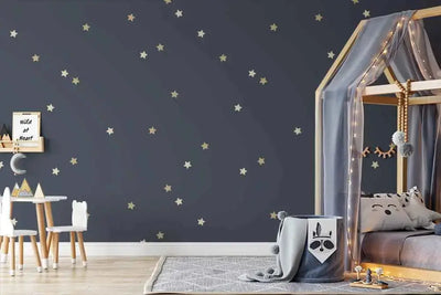 Starry Night - Kids Blue Starry Sky Peel and Stick Removable Wallpaper - I Heart Wall Art