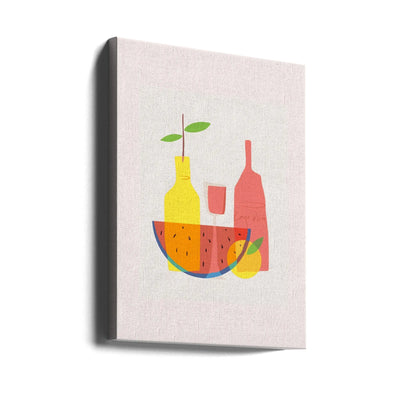 Still Life With Wine and Bottles - Stretched Canvas, Poster or Fine Art Print I Heart Wall Art