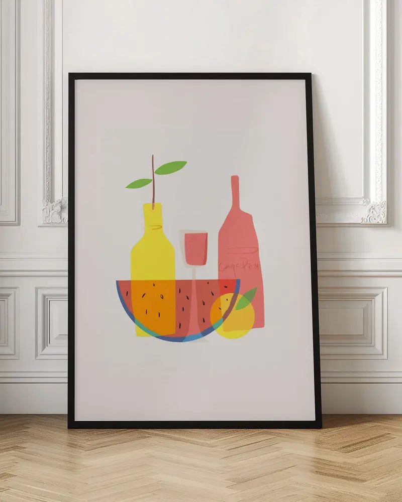 Still Life With Wine and Bottles - Stretched Canvas, Poster or Fine Art Print I Heart Wall Art