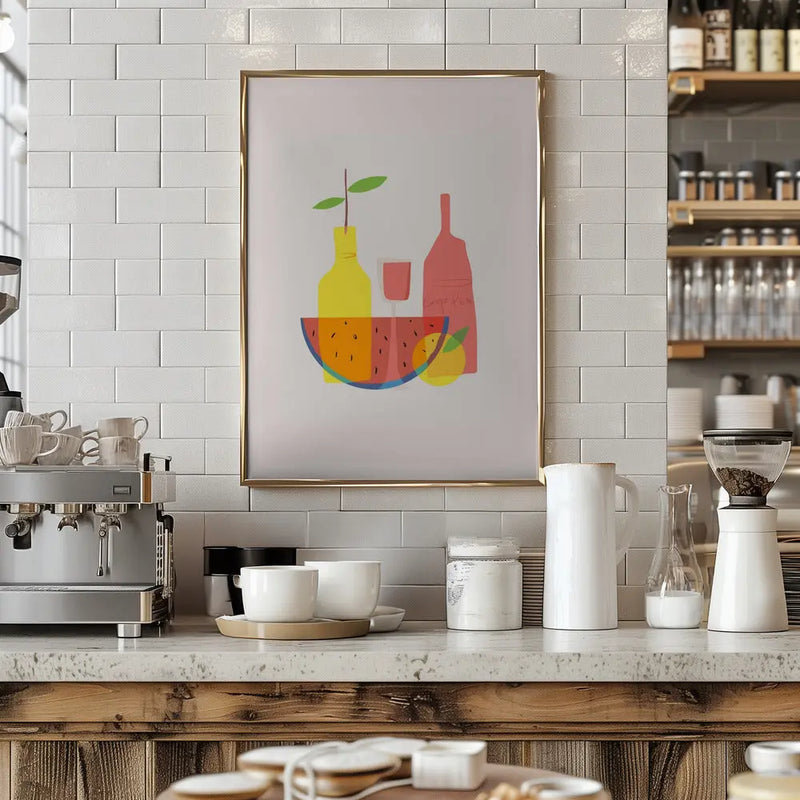 Still Life With Wine and Bottles - Stretched Canvas, Poster or Fine Art Print I Heart Wall Art