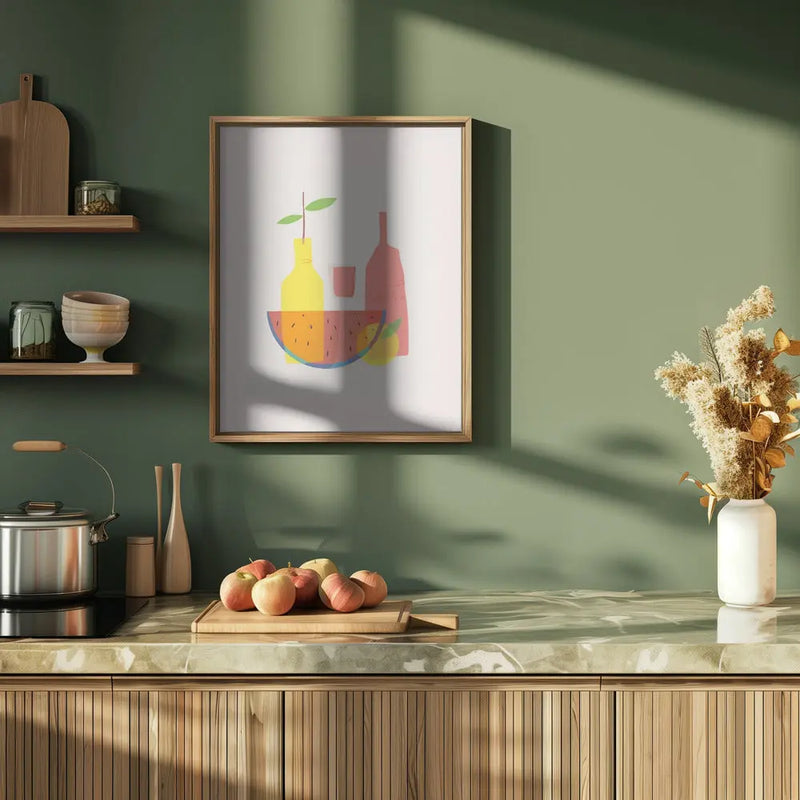 Still Life With Wine and Bottles - Stretched Canvas, Poster or Fine Art Print I Heart Wall Art