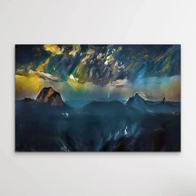 Storm Over The Glasshouse Mountains  - Sunshine Coast Abstract Print of Artwork by Edie Fogarty I Heart Wall Art Australia 
