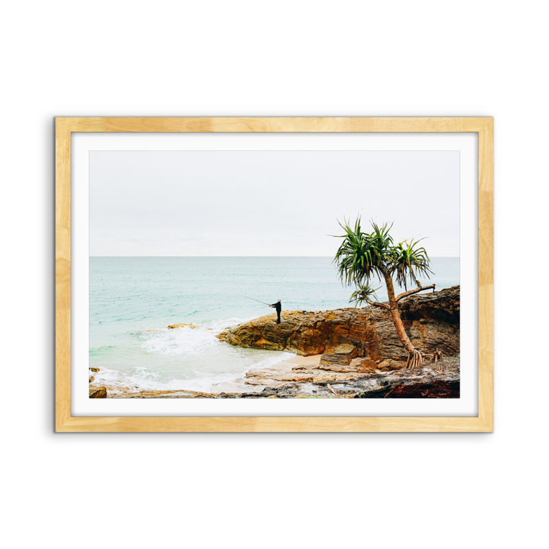 Fishing On Stradbroke Island - Photographic Art Print of Fisherman At Stradbroke Island