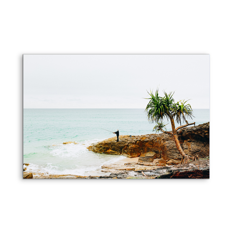 Fishing On Stradbroke Island - Photographic Art Print of Fisherman At Stradbroke Island