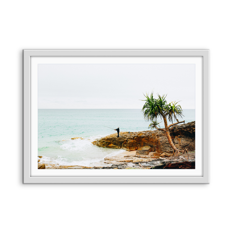 Fishing On Stradbroke Island - Photographic Art Print of Fisherman At Stradbroke Island