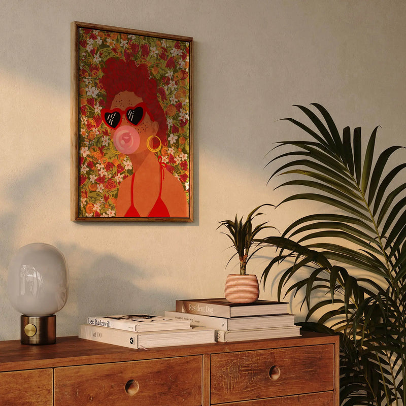 Strawbeery Lady by Raissa Oltmanns- Stretched Canvas Print or Framed Fine Art Print - Artwork I Heart Wall Art Australia 