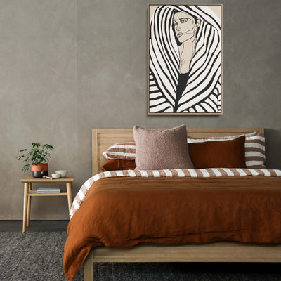 Striped Coat\tby Treechild - Black and White Stretched Canvas Print or Framed Fine Art Print