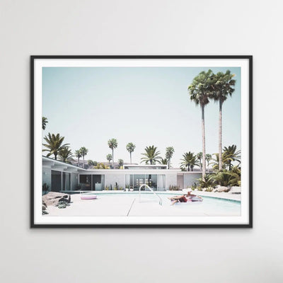Summer In Palm Springs - Print of Woman In Pool In Palm Springs Motel in Mid Century Style I Heart Wall Art Australia