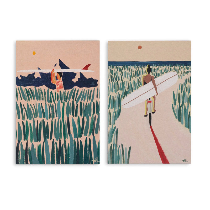 Summer Love and Long Way To the Beach by Fabian Lavater  - Two Piece Stretched Canvas or Art Print Set Diptych I Heart Wall Art Australia 