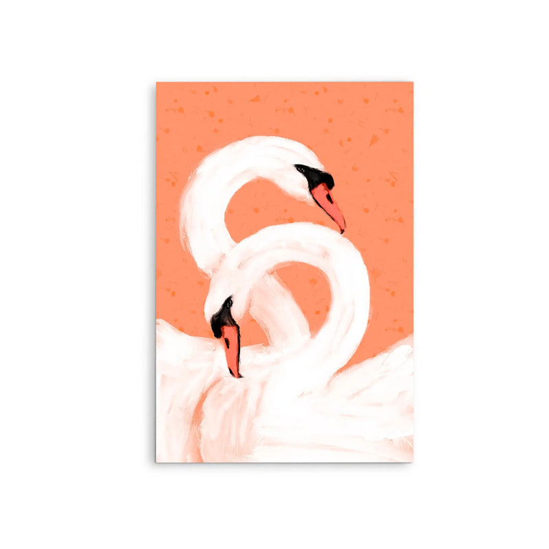 Swans By Treechild-  Pink Swan Stretched Canvas Print or Framed Fine Art Print - Artwork - I Heart Wall Art