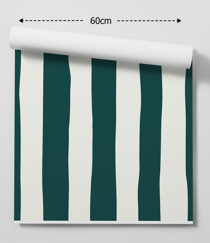 Teal Wavy Stripe Wallpaper - Quality Peel and Stick Adhesive Wallpaper