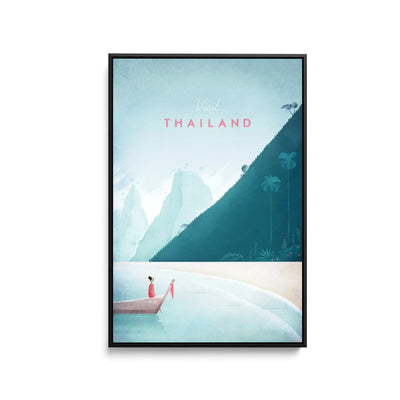 Thailand by Henry Rivers - Stretched Canvas Print or Framed Fine Art Print - Artwork- Vintage Inspired Travel Poster I Heart Wall Art Australia 