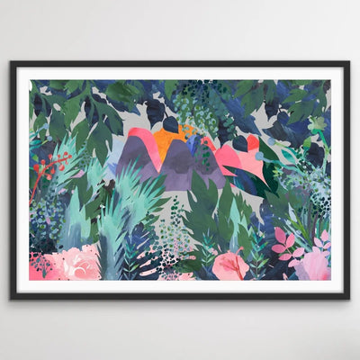 The Day We Left The Jungle- Bright Floral Artwork With Flowers Oil Painting Wall Art Print I Heart Wall Art Australia