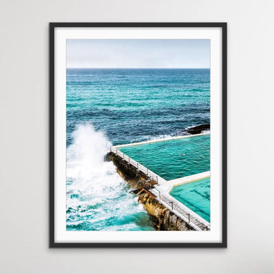 The Last Swimmer at Bondi - Coastal Beach Pool Photographic Canvas or Art Print I Heart Wall Art Australia