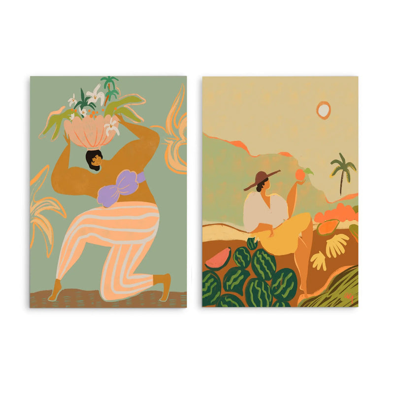 The Weight Of The World and Farmer Guava by  Arty Guava - Two Piece Stretched Canvas or Art Print Set Diptych I Heart Wall Art Australia 