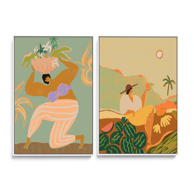 The Weight Of The World and Farmer Guava by  Arty Guava - Two Piece Stretched Canvas or Art Print Set Diptych I Heart Wall Art Australia 