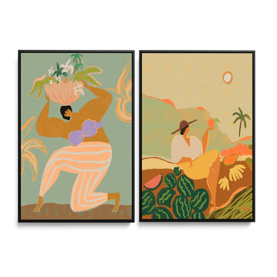 The Weight Of The World and Farmer Guava by  Arty Guava - Two Piece Stretched Canvas or Art Print Set Diptych - I Heart Wall Art