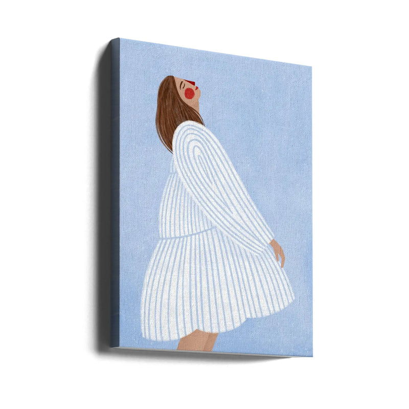 The Woman With the Blue Stripes - Stretched Canvas, Poster or Fine Art Print I Heart Wall Art