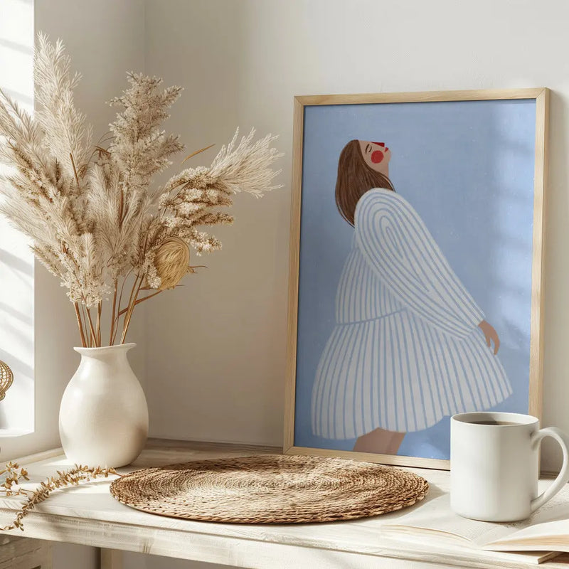 The Woman With the Blue Stripes - Stretched Canvas, Poster or Fine Art Print I Heart Wall Art