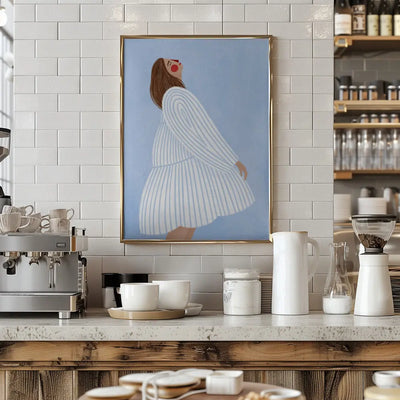 The Woman With the Blue Stripes - Stretched Canvas, Poster or Fine Art Print I Heart Wall Art